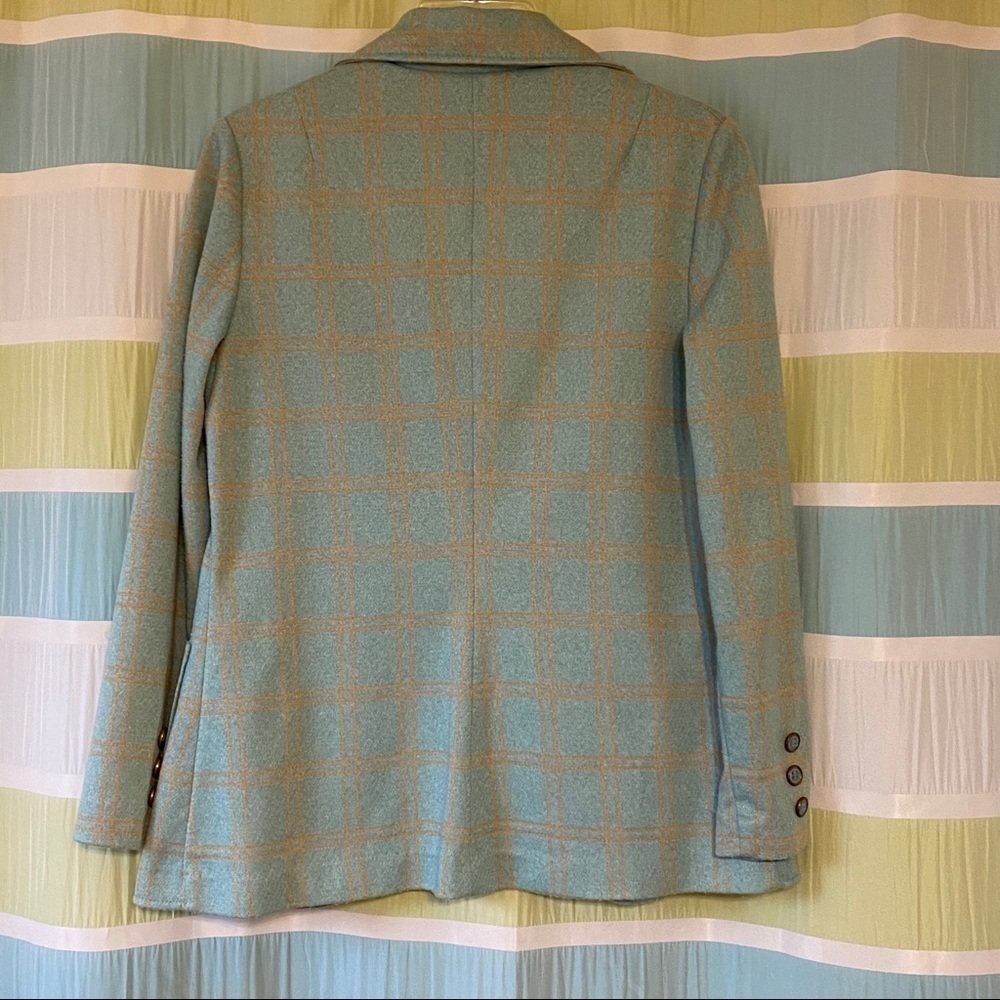 Vintage Plaid Blazer Jack Winter Soft Teal Sz Medium - Picture 4 of 6